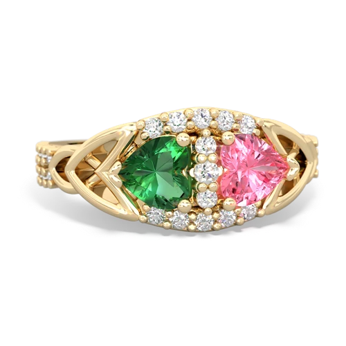 Lab Emerald Lab Created Emerald with Lab Created Pink Sapphire Celtic Knot Engagement ring Ring