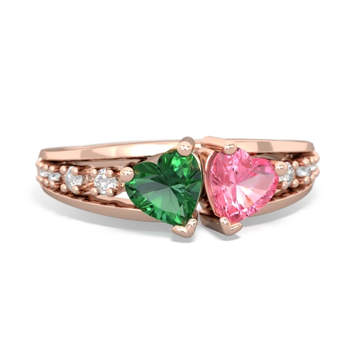 lab emerald-pink sapphire modern ring