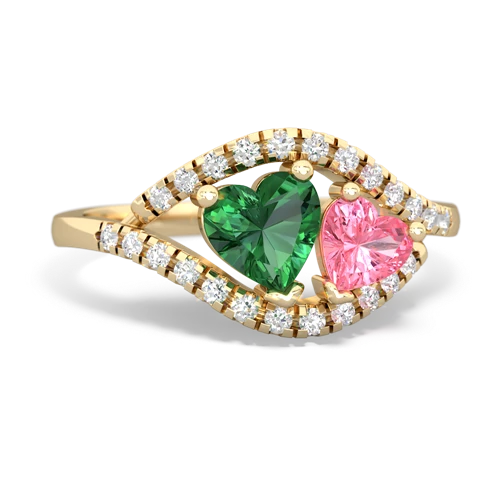 Lab Emerald Lab Created Emerald with Lab Created Pink Sapphire Mother and Child ring Ring