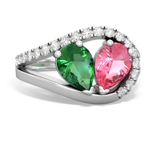 lab emerald-pink sapphire pave heart ring