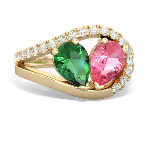Lab Emerald Lab Created Emerald with Lab Created Pink Sapphire Nestled Heart Keepsake ring Ring