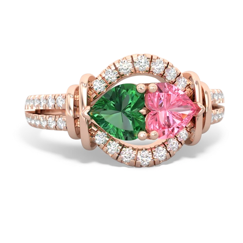 lab emerald-pink sapphire pave keepsake ring