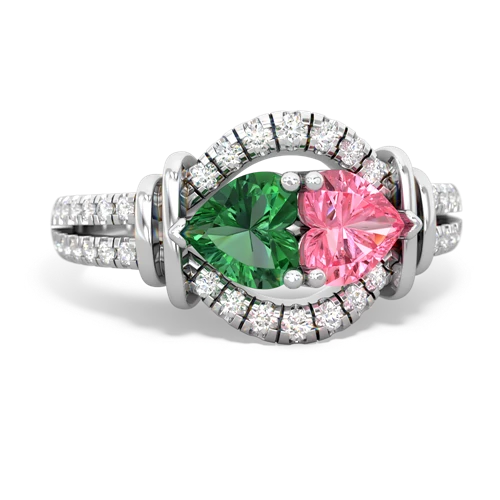 lab emerald-pink sapphire pave keepsake ring