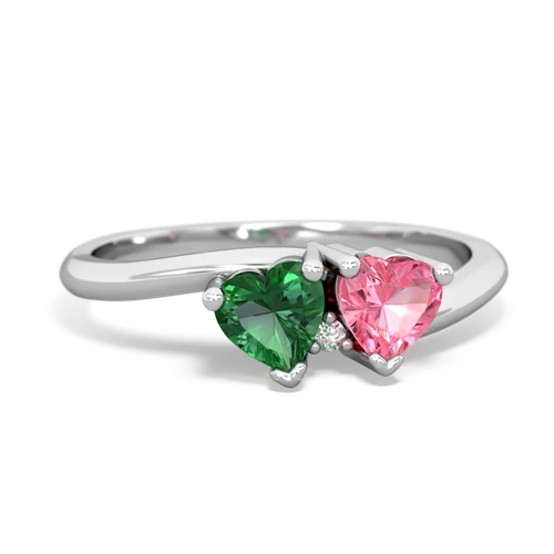lab emerald-pink sapphire sweethearts promise ring