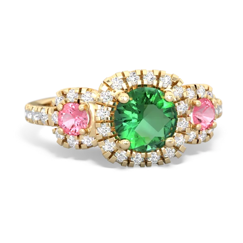 Lab Emerald Lab Created Emerald with Lab Created Pink Sapphire and  Regal Halo ring Ring