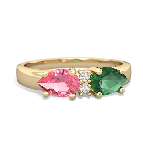 Lab Emerald Lab Created Emerald with Lab Created Pink Sapphire Pear Bowtie ring Ring