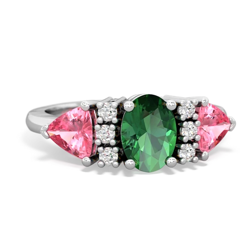 lab emerald-pink sapphire timeless ring