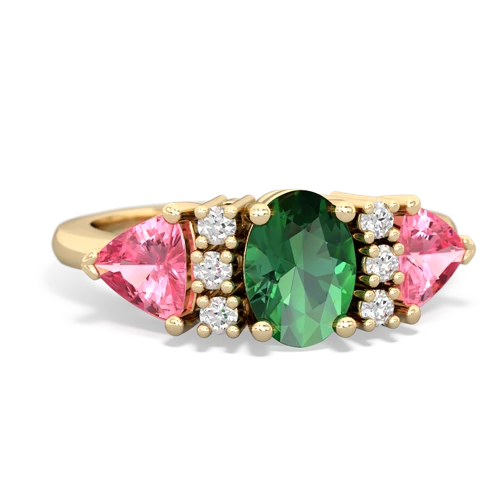 lab emerald-pink sapphire timeless ring