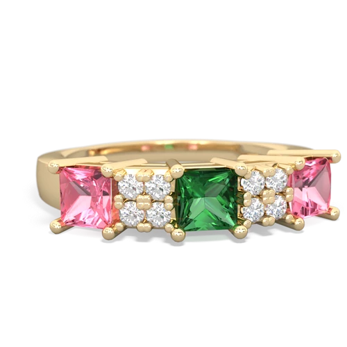 lab emerald-pink sapphire timeless ring