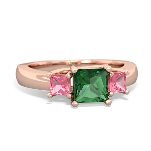 lab emerald-pink sapphire timeless ring