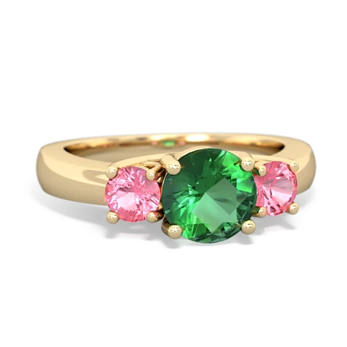 lab emerald-pink sapphire timeless ring