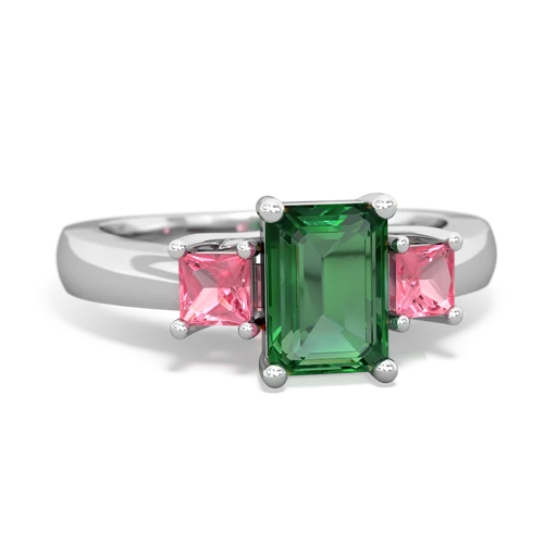 lab emerald-pink sapphire timeless ring