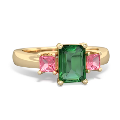 lab emerald-pink sapphire timeless ring