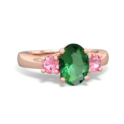 lab emerald-pink sapphire timeless ring