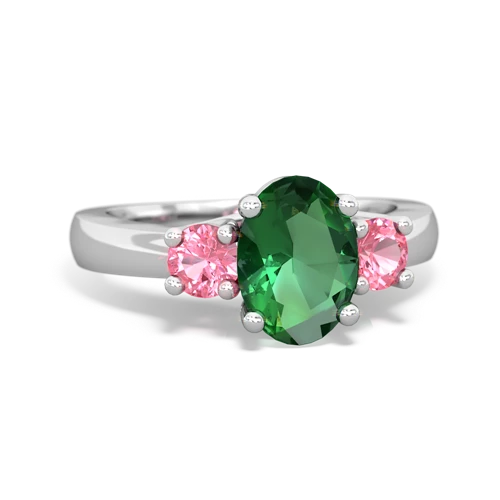 lab emerald-pink sapphire timeless ring