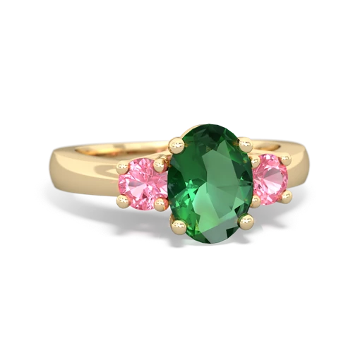 lab emerald-pink sapphire timeless ring