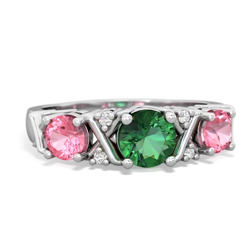 lab emerald-pink sapphire timeless ring