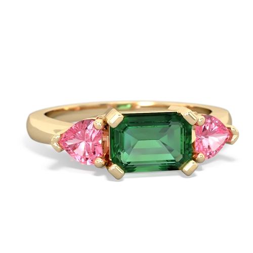 lab emerald-pink sapphire timeless ring