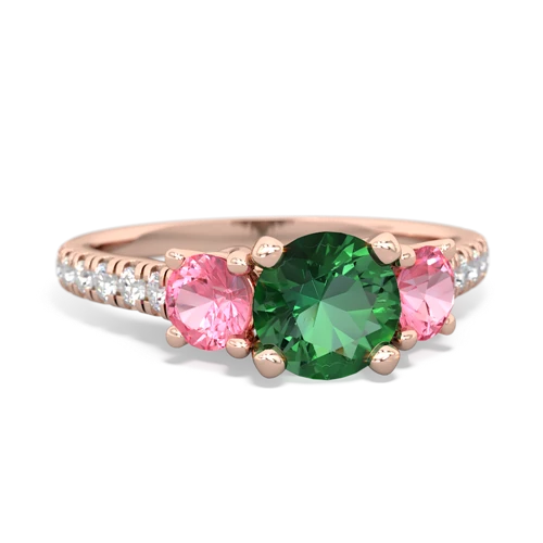 lab emerald-pink sapphire trellis pave ring