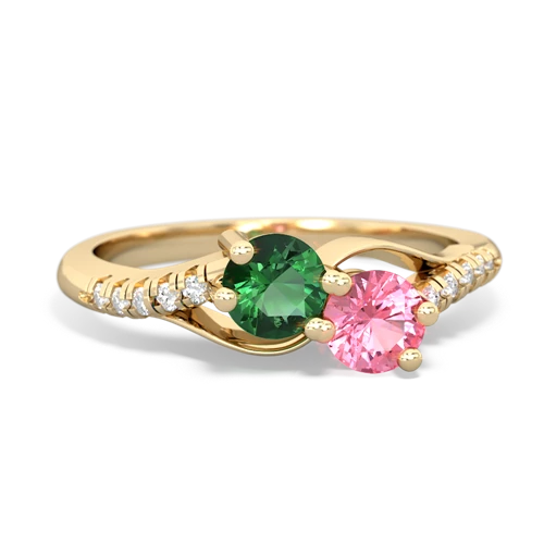 Lab Emerald Lab Created Emerald with Lab Created Pink Sapphire Two Stone Infinity ring Ring