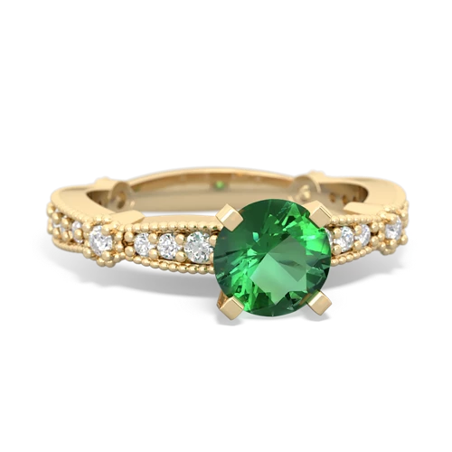 lab emerald antique engagement ring