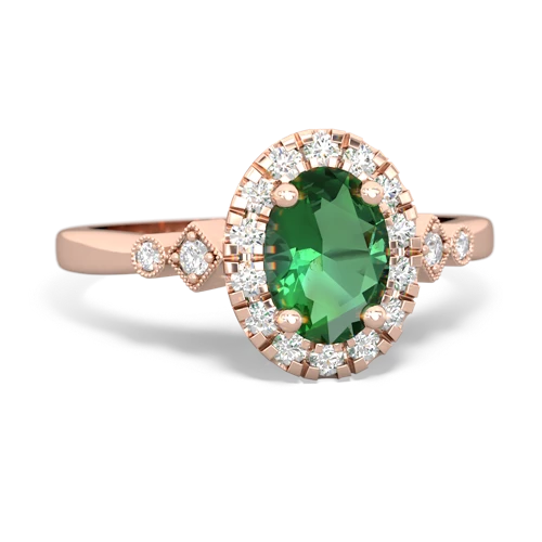 lab emerald antique halo ring