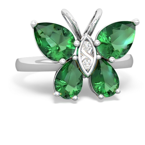 lab emerald butterfly ring