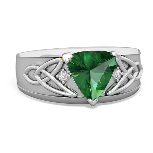 Lab Emerald Celtic Trinity Knot Men's Lab Created Emerald ring Ring