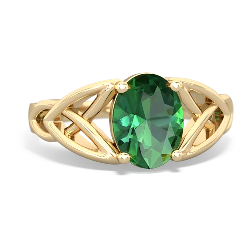 lab emerald celtic ring