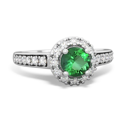 lab emerald classic halo ring