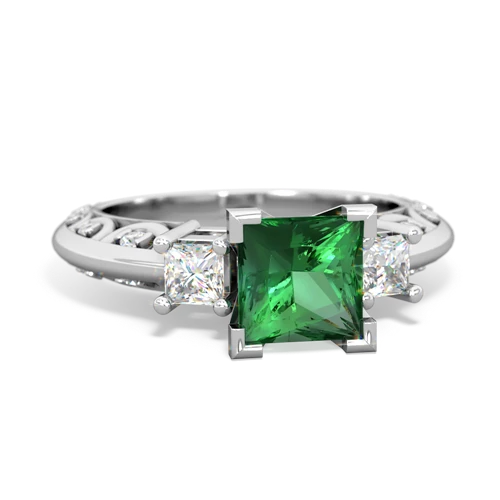 lab emerald engagement ring