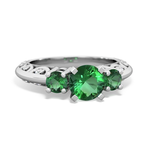 lab emerald engagement ring