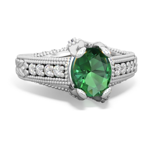 lab emerald engagement ring