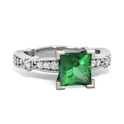 lab emerald engagement ring