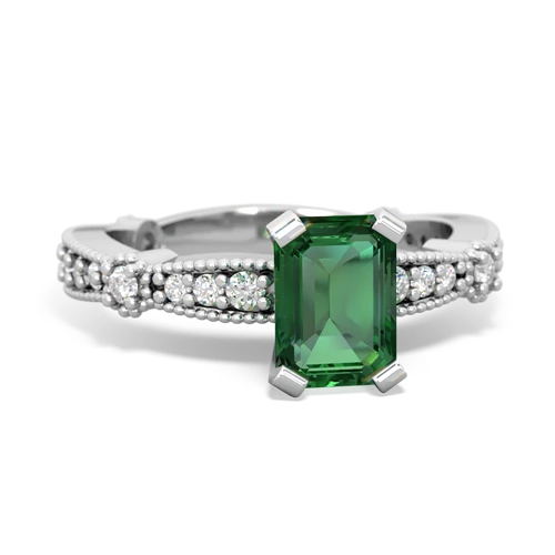 lab emerald engagement ring