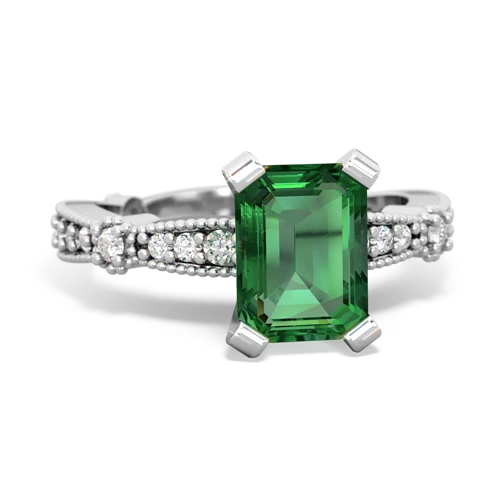 lab emerald engagement ring