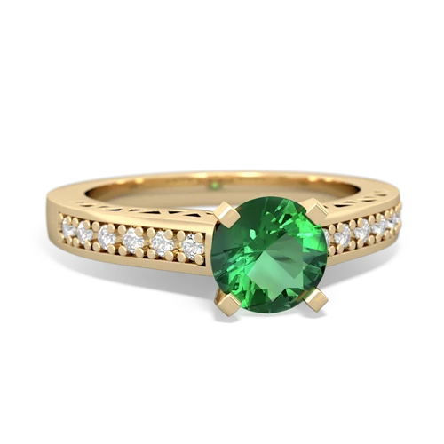 lab emerald engagement ring