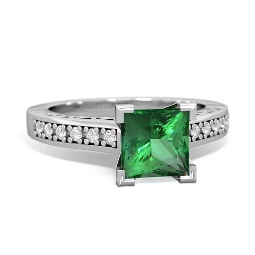 lab emerald engagement ring