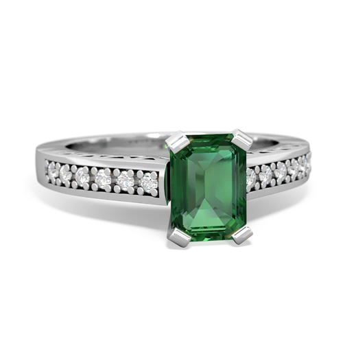 lab emerald engagement ring