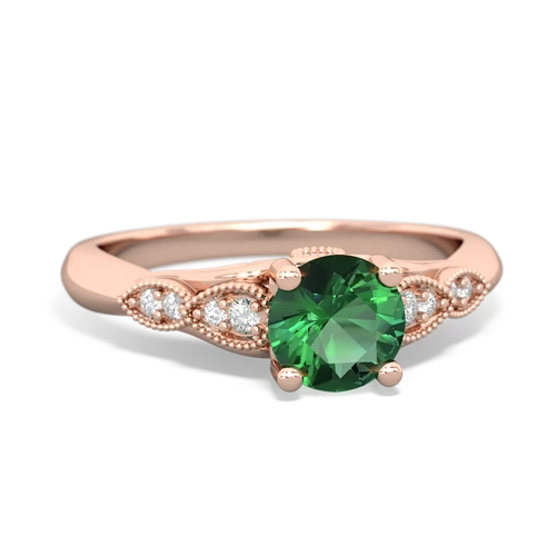 lab emerald filigree milgrain ring