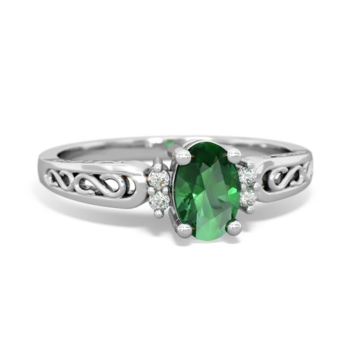 lab emerald filligree ring