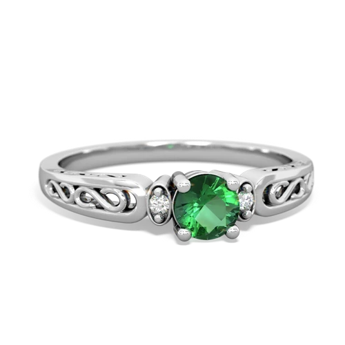 lab emerald filligree ring