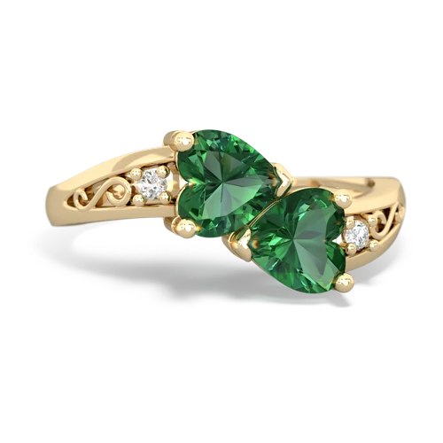 lab emerald filligree ring