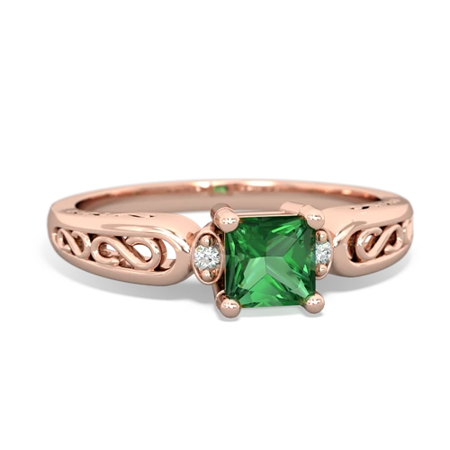 lab emerald filligree ring