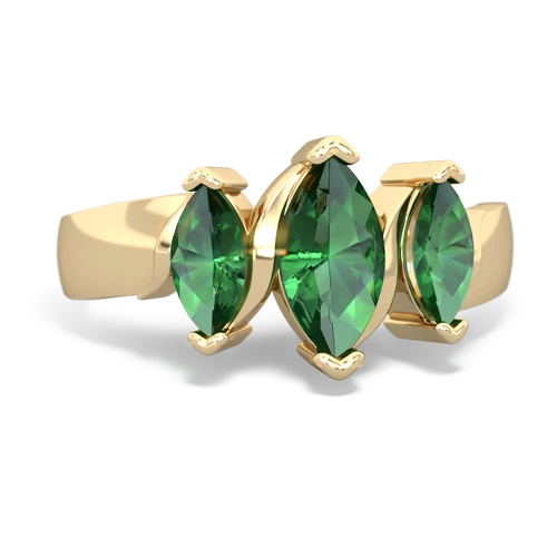 Lab Emerald Lab Created Emerald with  and  Three Peeks ring Ring