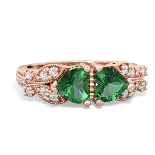 Lab Emerald Diamond Butterflies Lab Created Emerald ring Ring