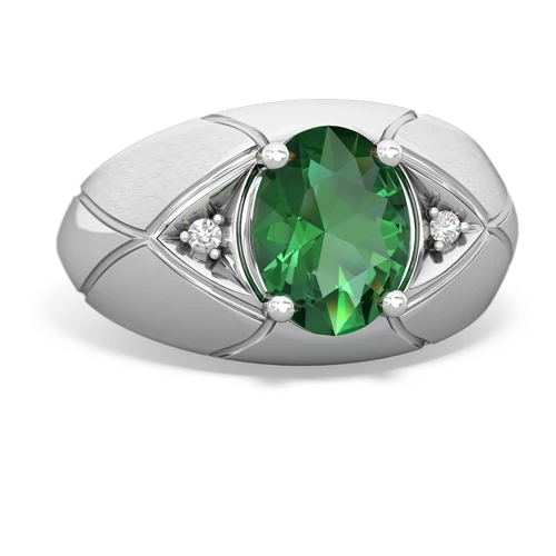 lab emerald mens ring