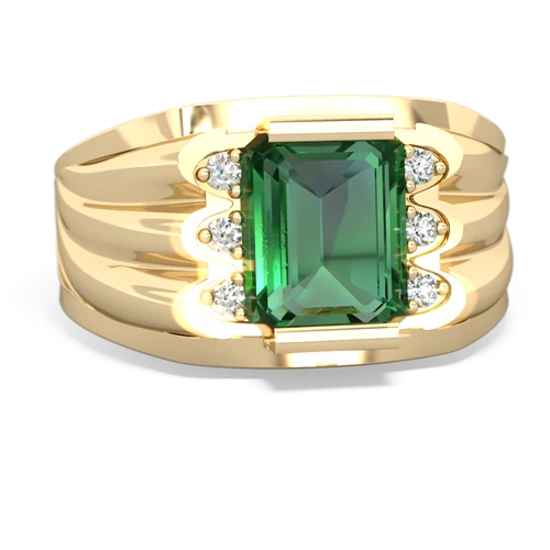 lab emerald mens ring