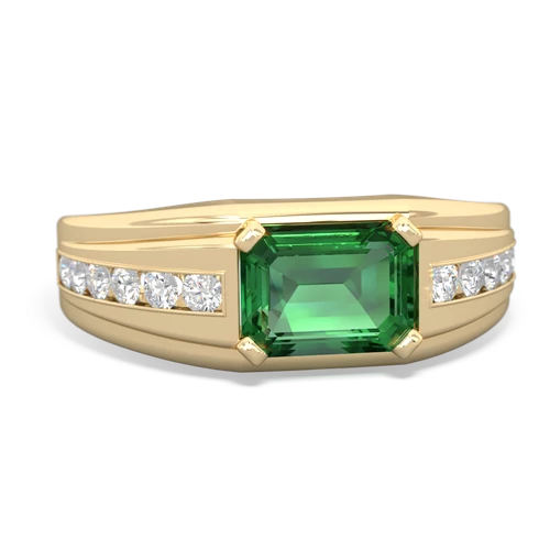 lab emerald mens channel ring
