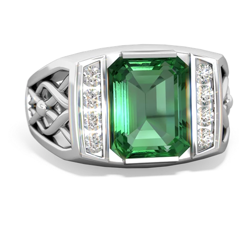 lab emerald mens vine ring